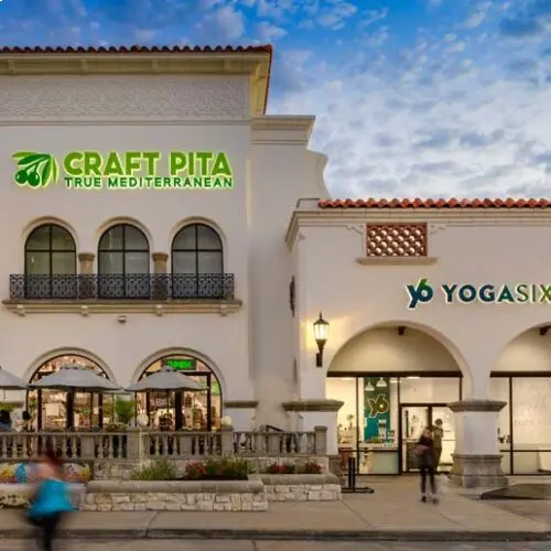 Craft Pita Mediterranean and YogaSix storefronts