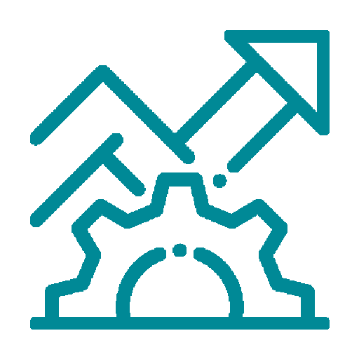 Arrow and gear icon suggesting growth.